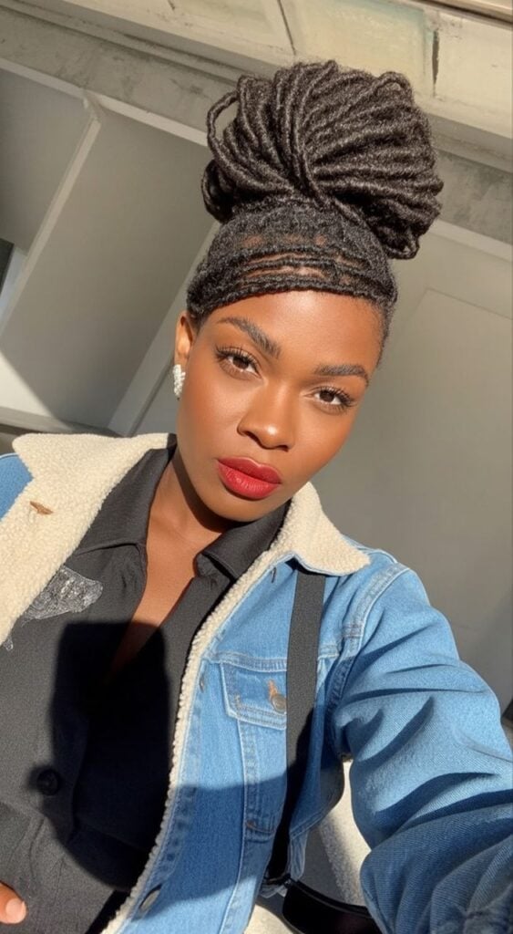 Neat High Bun In Dark Brown Neat High Bun In Dark Brown — Classy Retwist Locs