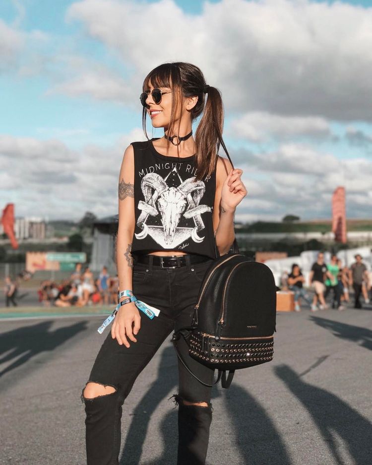 Graphic T-Shirt With Ripped Black Jeans, Office-Safe Version — Classy Rock Concert Outfits