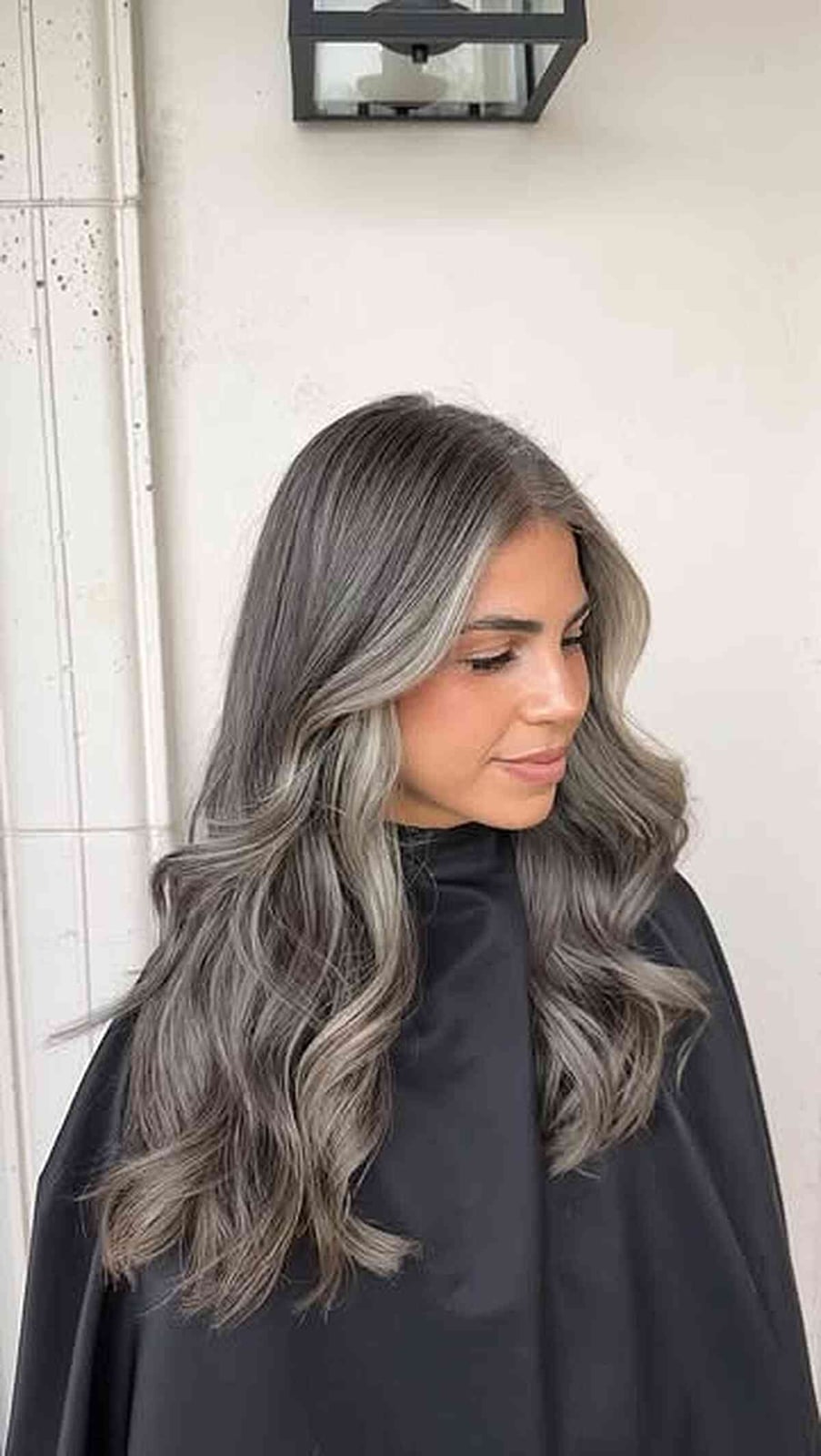Mid-Back Gray Balayage With Loose Waves Mid-Back Gray Balayage With Loose Waves — Classy Salt and Pepper Hair