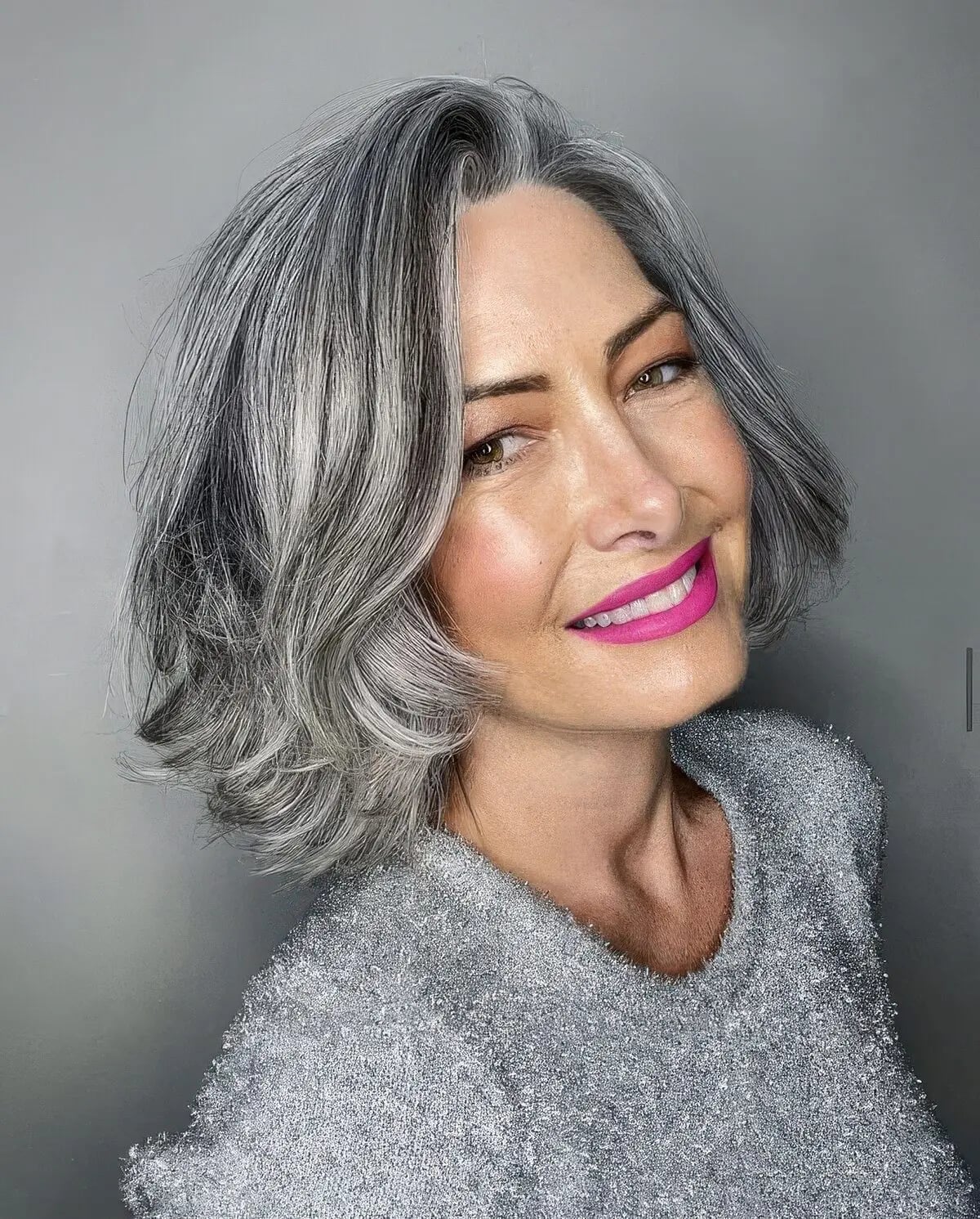 Dimensional Collarbone Bob With Soft Waves Dimensional Collarbone Bob With Soft Waves — Classy Salt and Pepper Hair