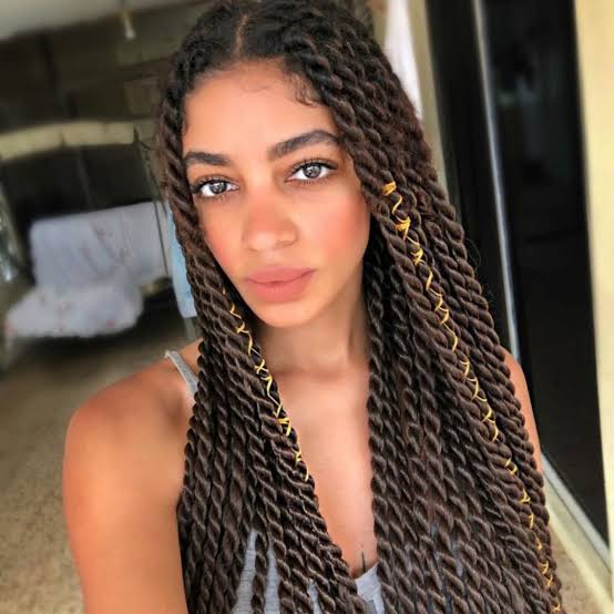 Brown Twists With Gold Accents Brown Twists With Gold Accents — Classy Senegalese Twists