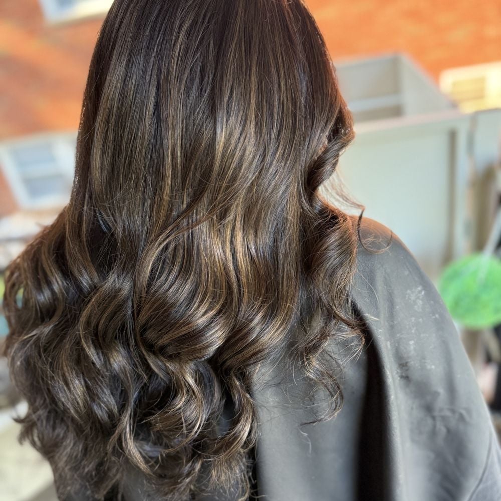 Dark Brown Hair with Shadow Root and Gray Cape Dark Brown Hair with Shadow Root and Gray Cape — Classy Shadow Root
