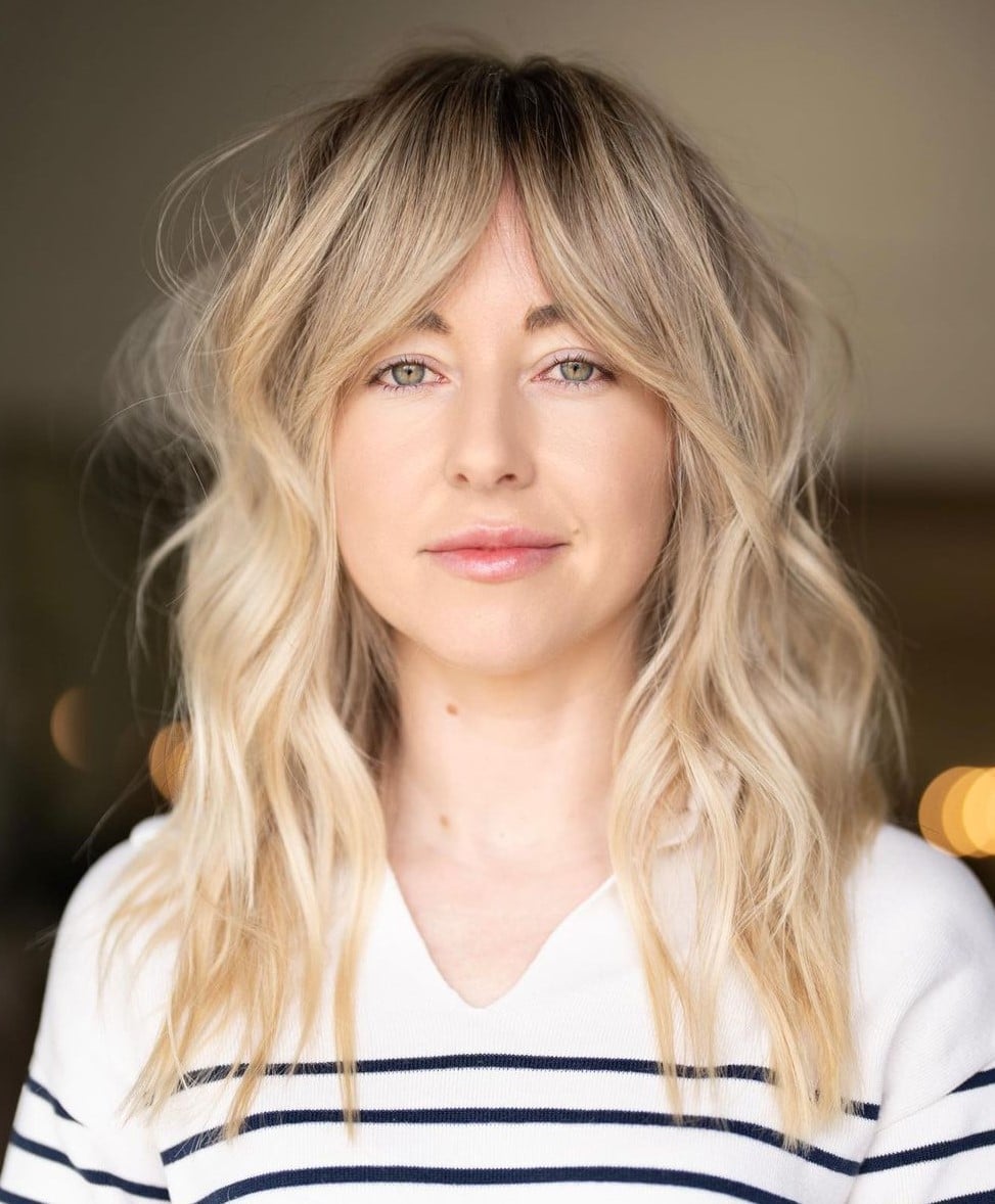 Blonde Hair with Dark Roots and Striped Top Blonde Hair with Dark Roots and Striped Top — Classy Shadow Root