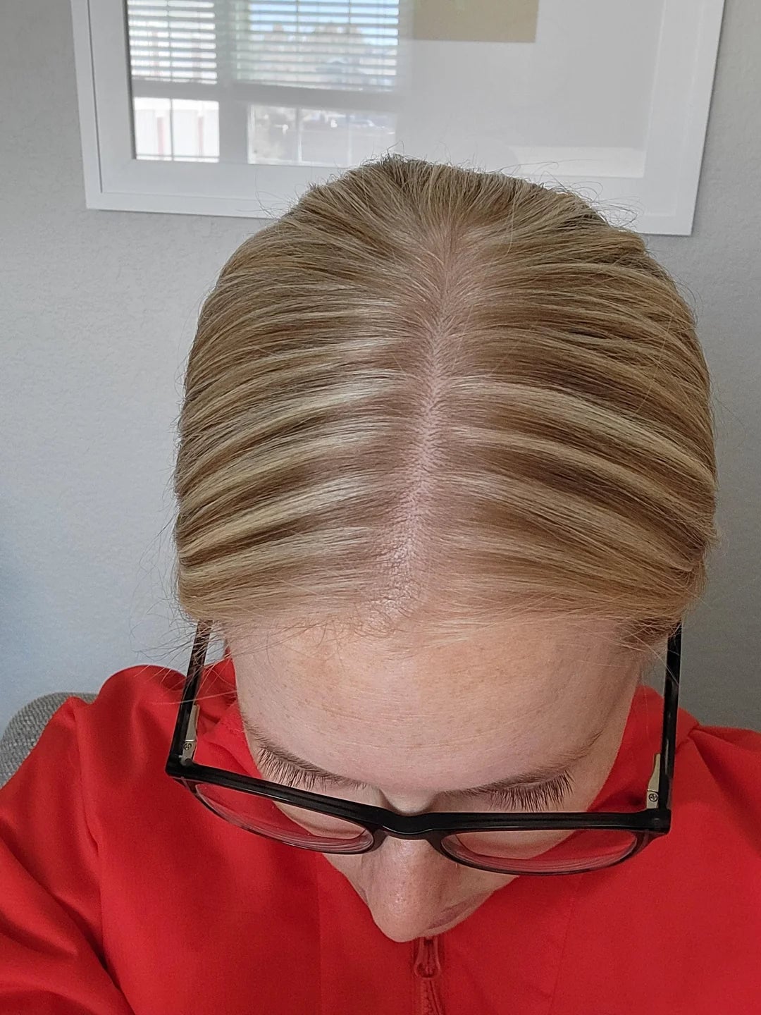 Blonde Hair with Dark Roots and Red Zip-Up Top Blonde Hair with Dark Roots and Red Zip-Up Top — Classy Shadow Root