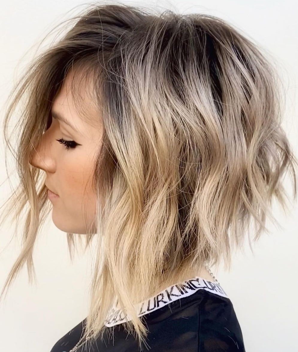 Textured Bob with Shadow Root and Black and White Trim Top Textured Bob with Shadow Root and Black and White Trim Top — Classy Shadow Root