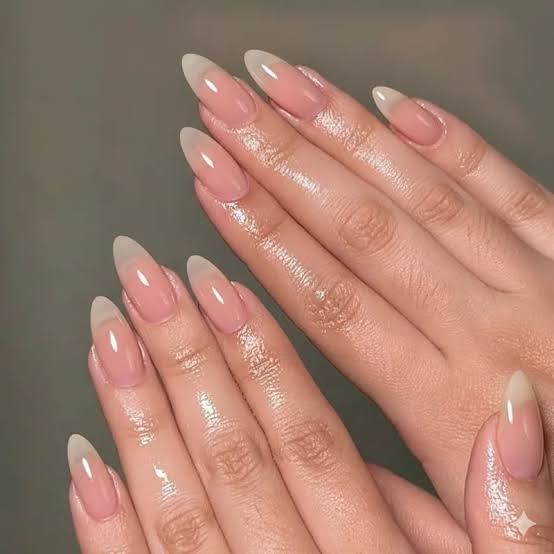 Short Almond Sheer Nude Jelly French Short Almond Sheer Nude Jelly French — Classy Sheer Nails