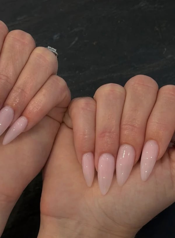 Long Stiletto Sheer Pale Pink Jelly Long Stiletto Sheer Pale Pink Jelly — Classy Sheer Nails