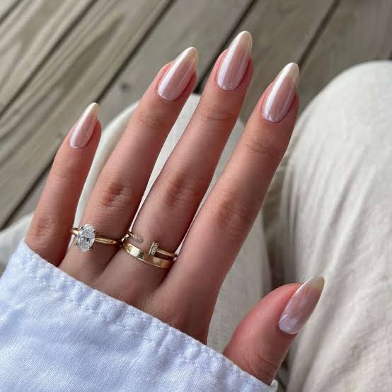 Short Almond Sheer Nude Jelly French Tips, Illuminated By Soft Short Almond Sheer Nude Jelly French Tips, Illuminated By Soft — Classy Sheer Nails