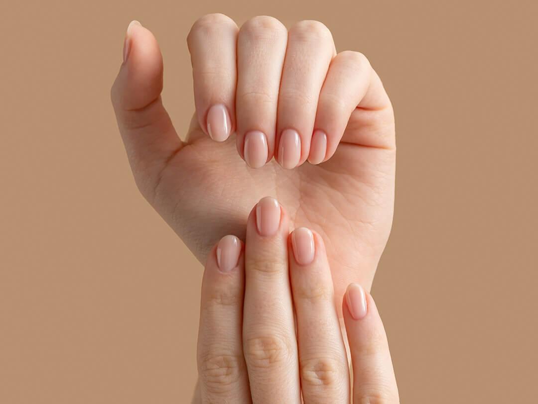 Short Oval Sheer Nude Pink Jelly Hands, Close-Up Take Short Oval Sheer Nude Pink Jelly Hands, Close-Up Take — Classy Sheer Nails