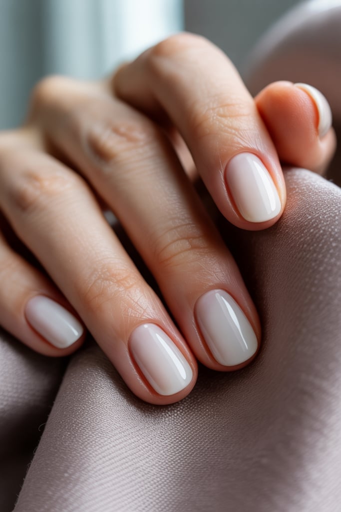 Short Oval Sheer Nude Jelly Finish, Everyday Version Short Oval Sheer Nude Jelly Finish, Everyday Version — Classy Sheer Nails