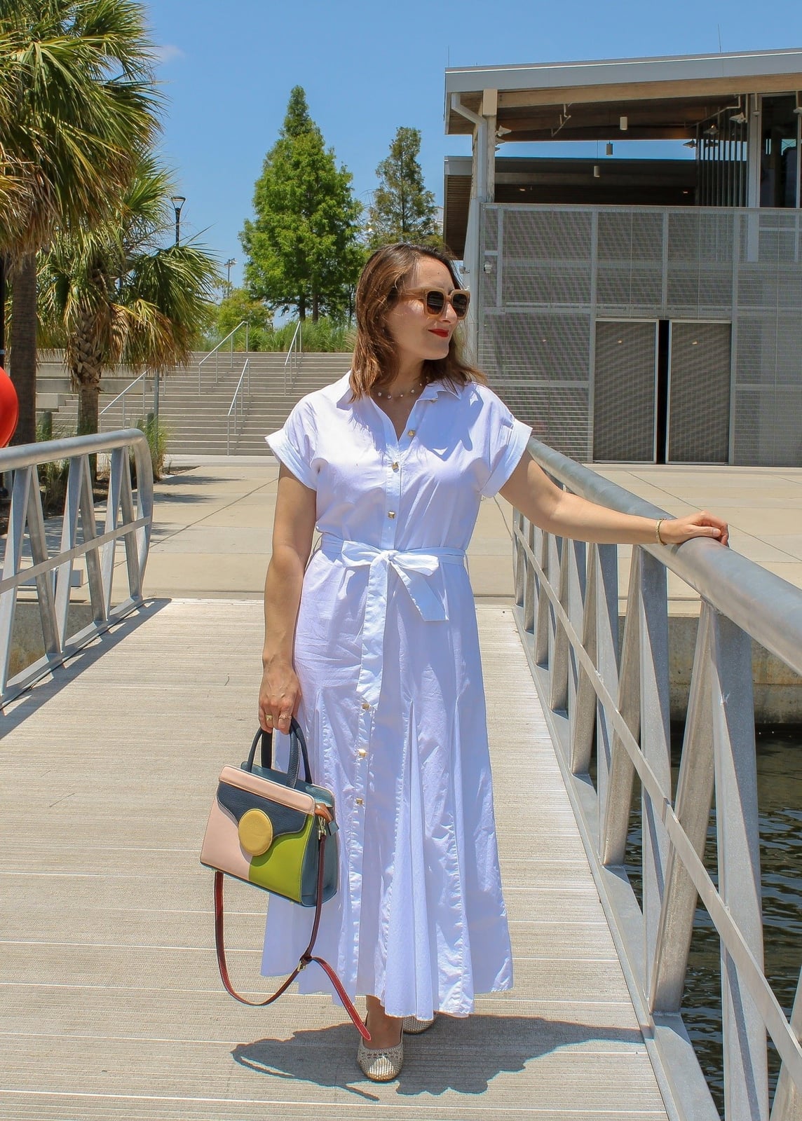 White Belted Shirt Dress with Espadrille Wedges White Belted Shirt Dress with Espadrille Wedges — Classy Shirt Dress Outfits