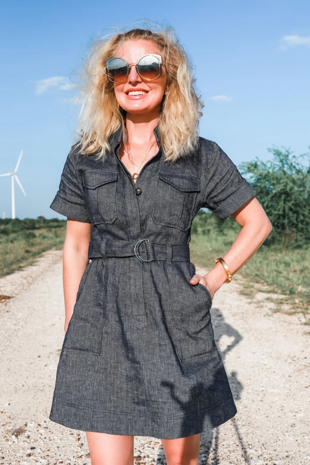 Dark Gray Denim Shirt Dress with White Sneakers Dark Gray Denim Shirt Dress with White Sneakers — Classy Shirt Dress Outfits