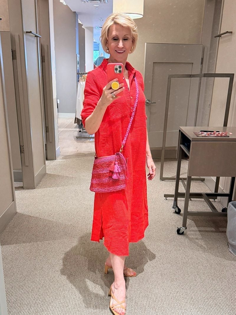 Bright Red Linen Relaxed Midi Shirt Dress Bright Red Linen Relaxed Midi Shirt Dress — Classy Shirt Dress Outfits