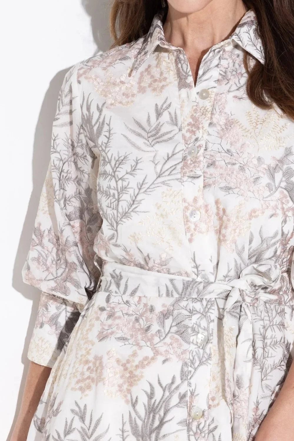 Floral Print Shirt Dress With Matching Belt — Classy Shirt Dresses