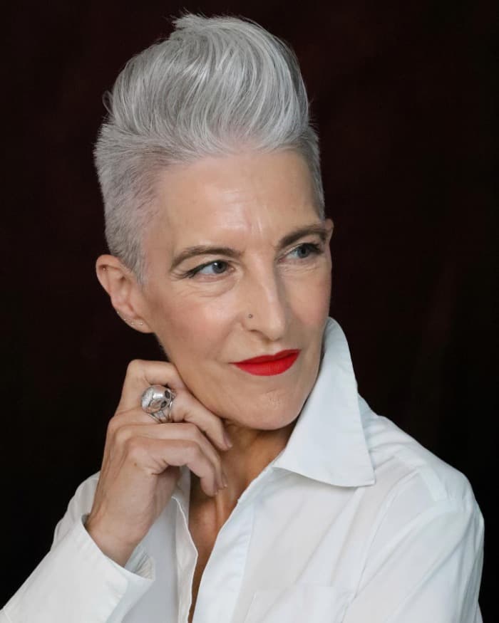 Sculpted Silver Gray Pixie With Quiff — Classy Short Hair Haircuts