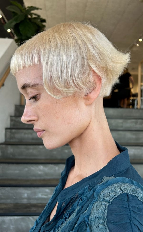 Ash Blonde Bowl Cut With Micro Bangs — Classy Short Hair Haircuts
