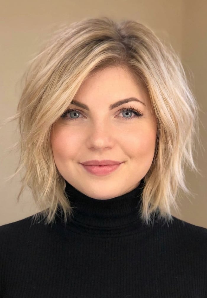 Shaggy Bob Textured Layers Ash Blonde Shaggy Bob Textured Layers Ash Blonde — Classy Short Haircuts for Round Faces