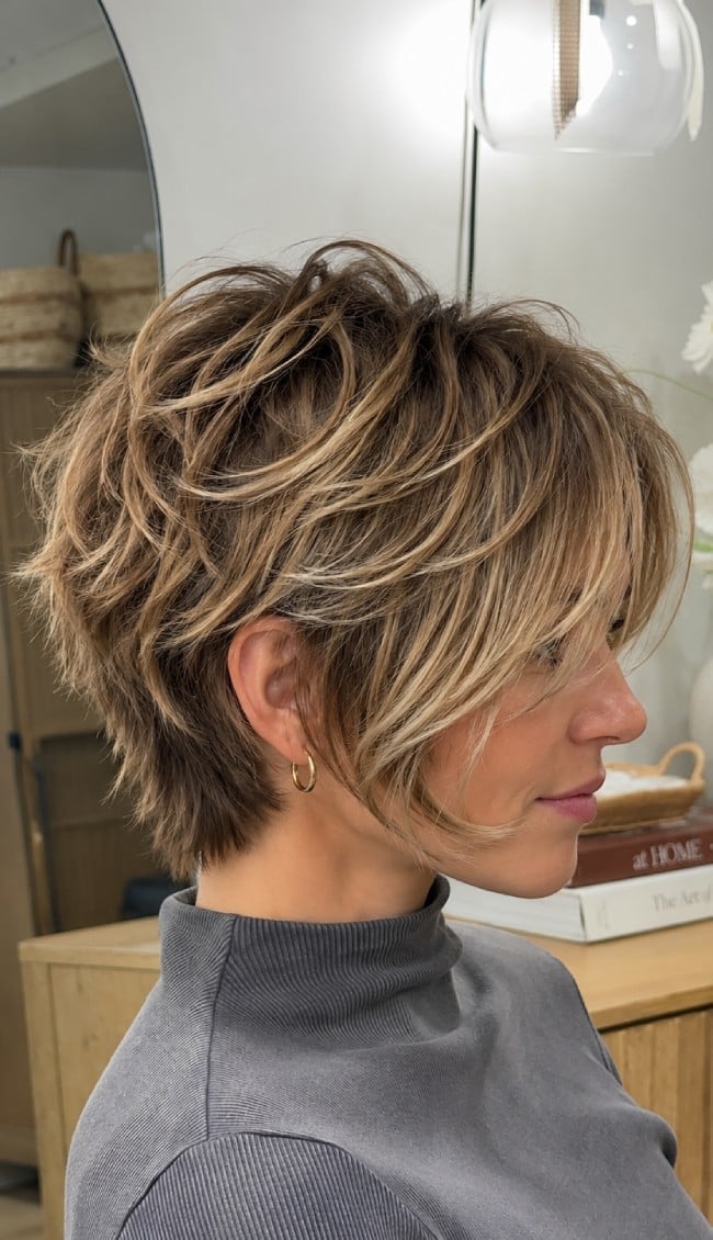 30 Chic Short Haircuts That Make Styling Effortless : Bixie Shag with Curtain Bangs