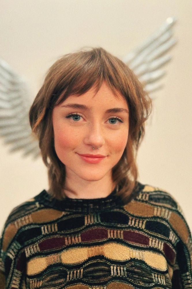Brown Shag With Choppy Bangs And Highlights Brown Shag With Choppy Bangs And Highlights — Classy Short Shaggy Haircut