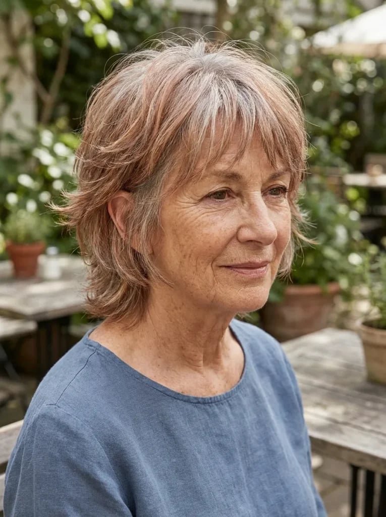 Light Brown Shag With Pink and Gray Tones Light Brown Shag With Pink and Gray Tones — Classy Short Shaggy Haircut