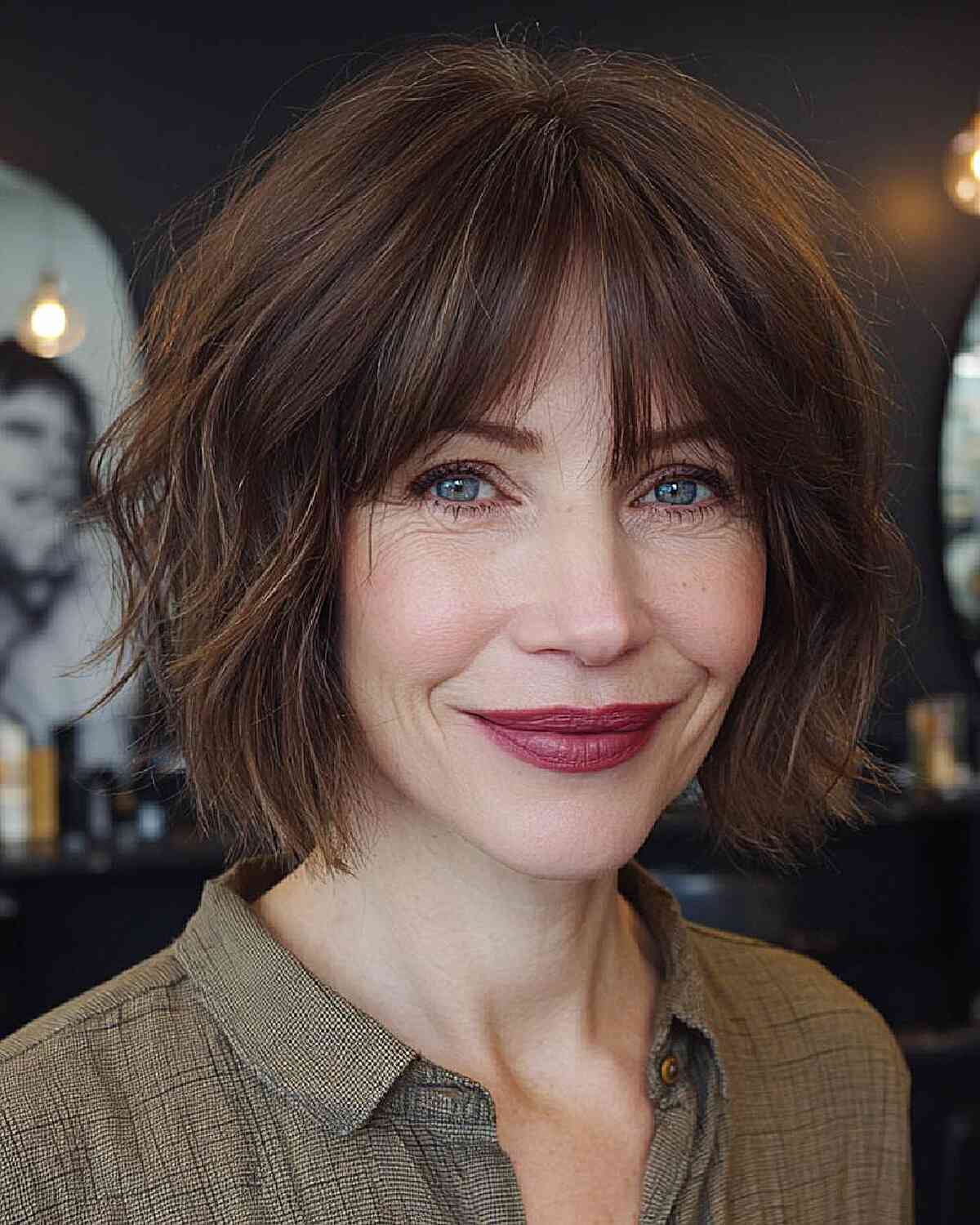 Strawberry Blonde Shag With Wispy Bangs, Collarbone Strawberry Blonde Shag With Wispy Bangs, Collarbone — Classy Short Shaggy Haircut