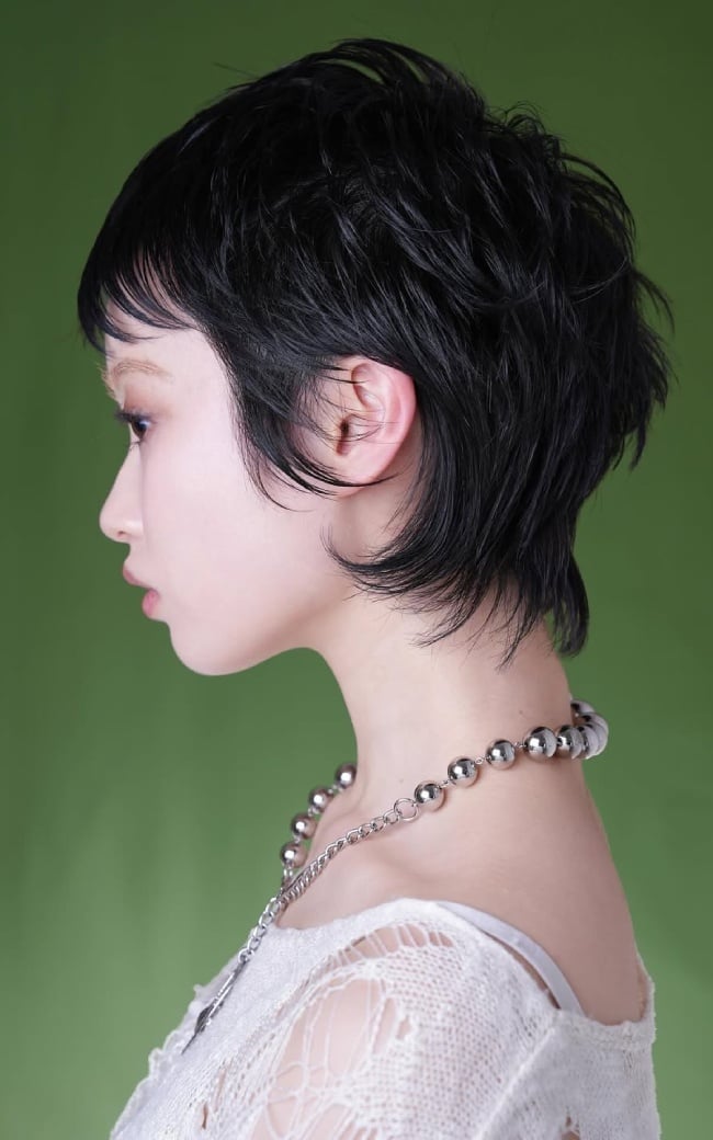 Ear Length Black Wolf Cut Ear Length Black Wolf Cut — Classy Short Wolf Cut