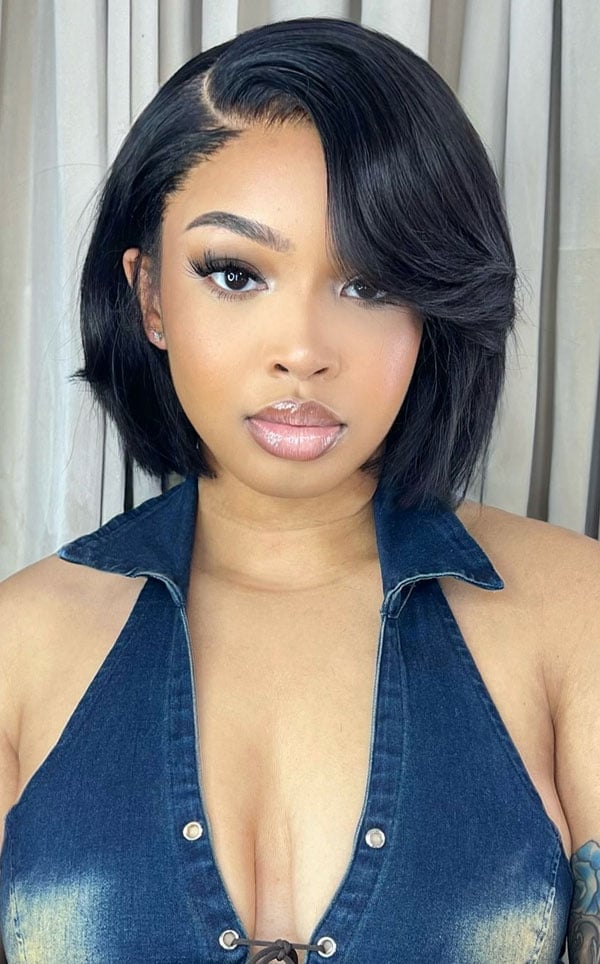 Chin Length Black Bob Face Framing Chin Length Black Bob Face Framing — Classy Side Part Bob