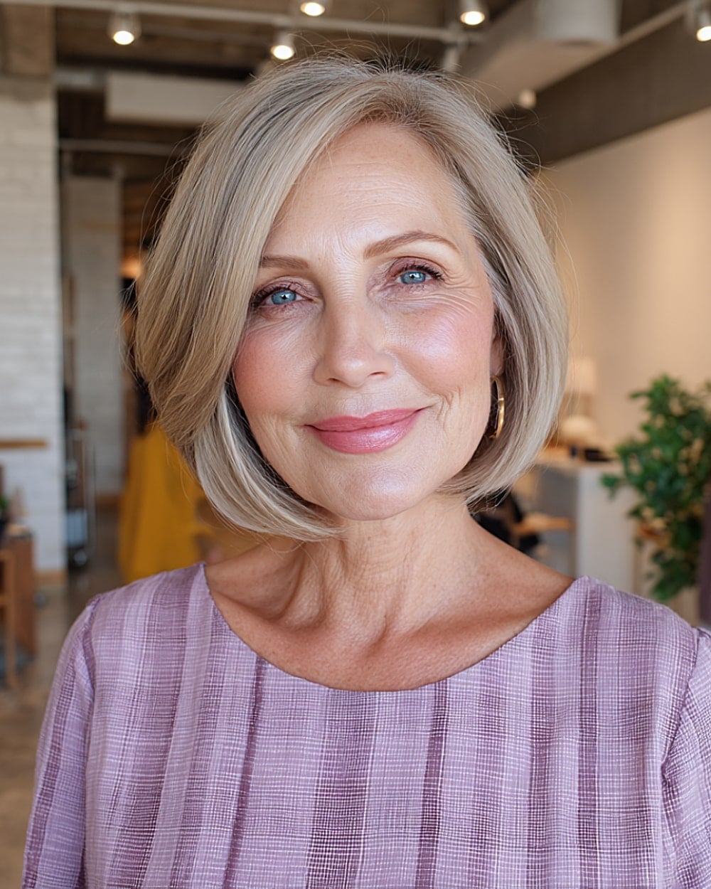 Classic Ash Blonde Bob With Side Part and Fine Texture Classic Ash Blonde Bob With Side Part and Fine Texture — Classy Side Part Bob
