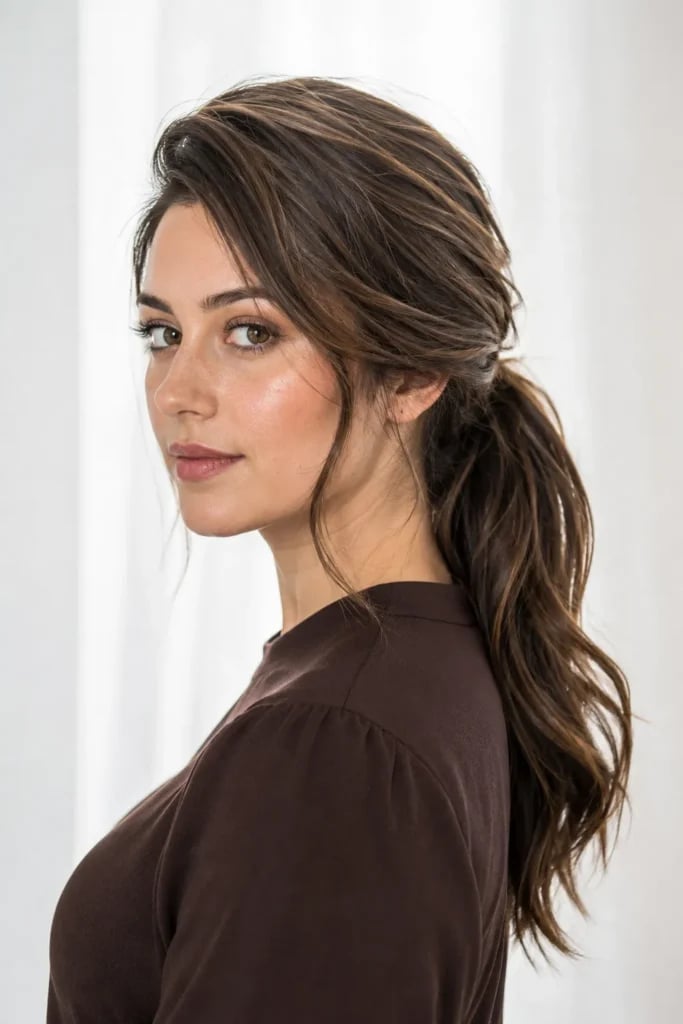 Wavy Ponytail With Face-Framing Tendrils — Classy Side Part Ponytail