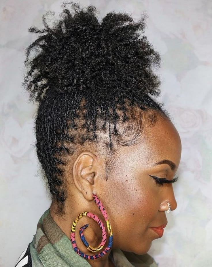 Shoulder Length High Bun With Wispy Tendrils Shoulder Length High Bun With Wispy Tendrils — Classy Sister Locs