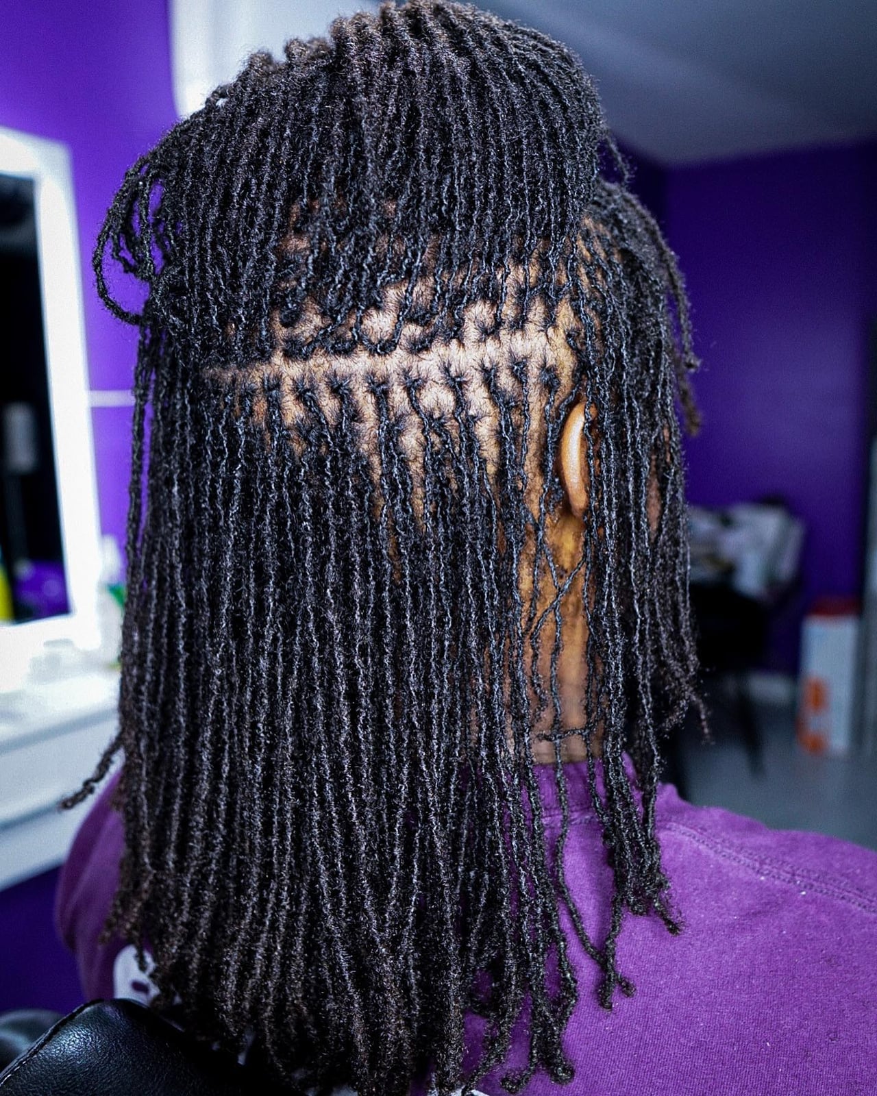 Collarbone Coily Sisterlocks Half Updo, Black Collarbone Coily Sisterlocks Half Updo, Black — Classy Sister Locs