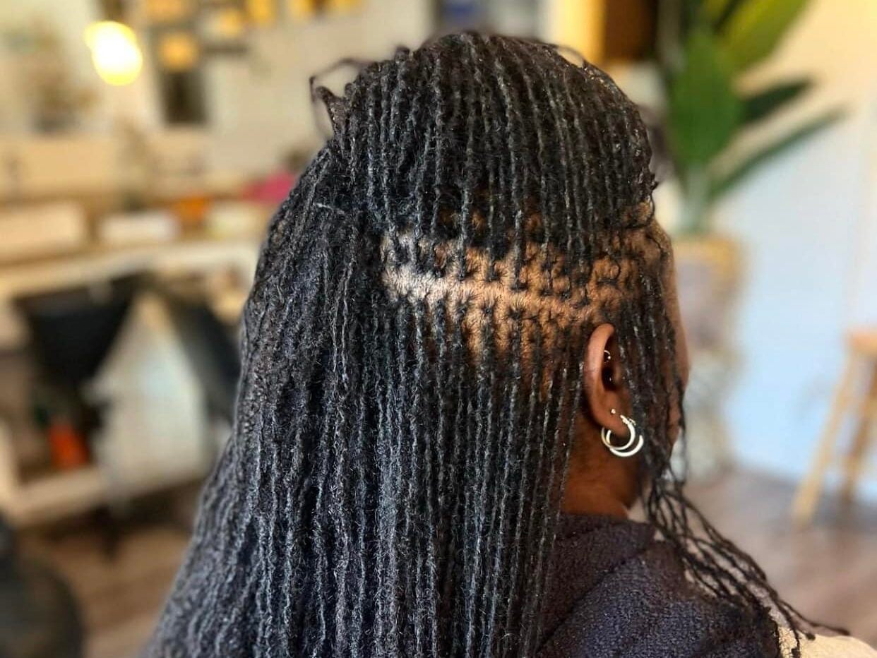 Mid-Back Sisterlocks Half Up Half Down Mid-Back Sisterlocks Half Up Half Down — Classy Sister Locs