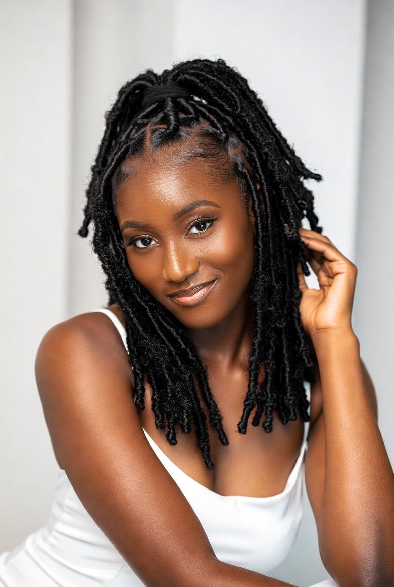 Collarbone Length High Ponytail With Pulled Back Front — Classy Soft Locs Hairstyles