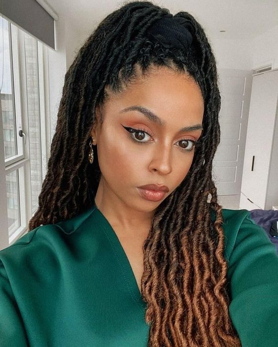 Long Half Up Half Down Locs With Side Bang — Classy Soft Locs Hairstyles