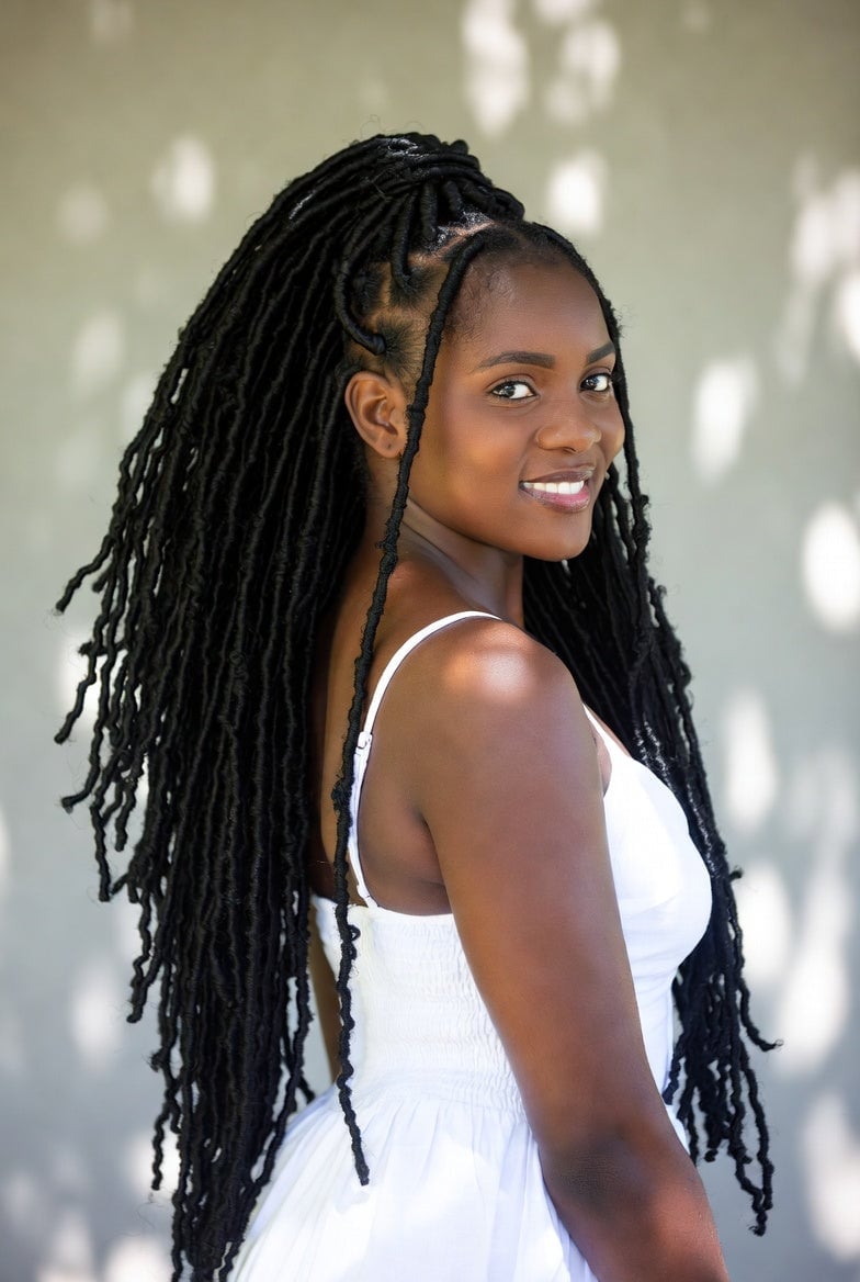 Mid-Back Ponytail With Braided Accents, Close-Up Take — Classy Soft Locs Hairstyles