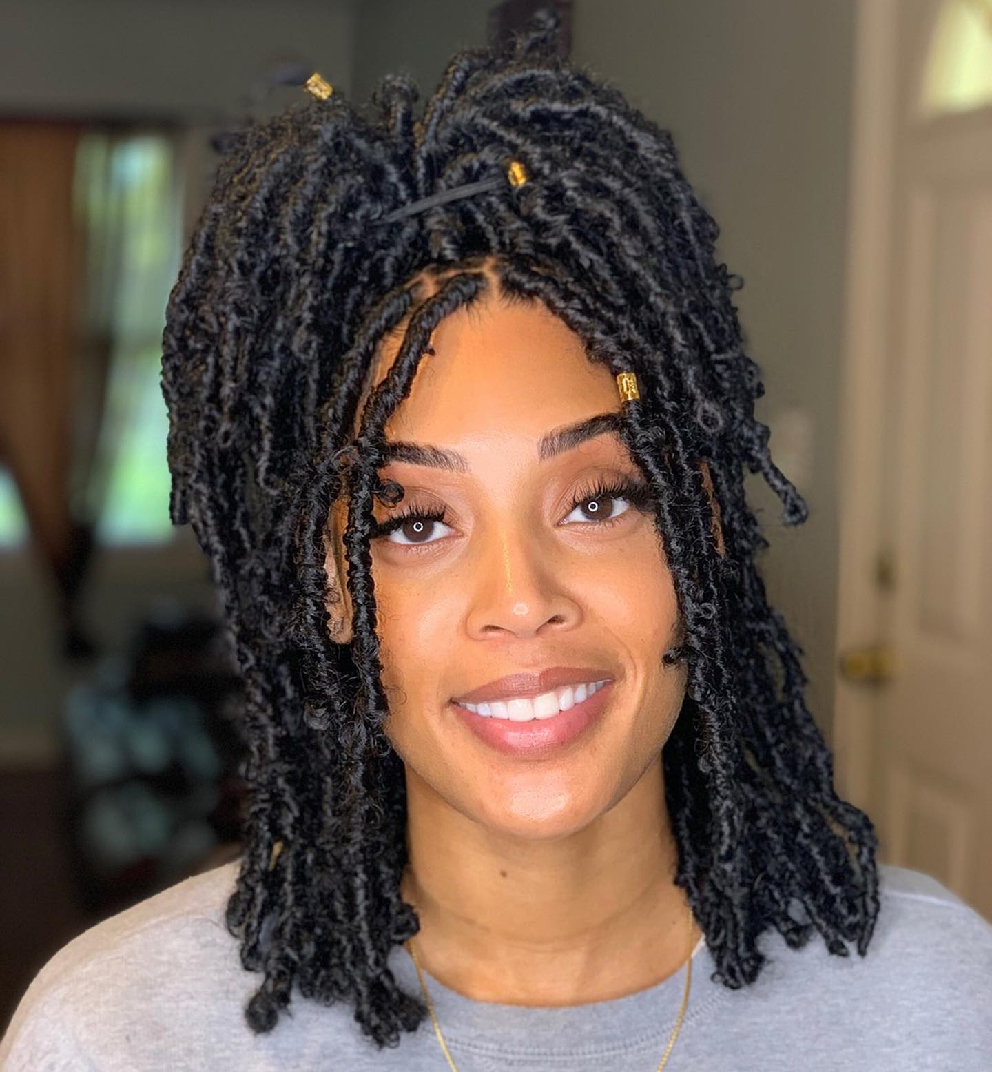 Collarbone Faux Locs High Ponytail With Beads — Classy Soft Locs Hairstyles