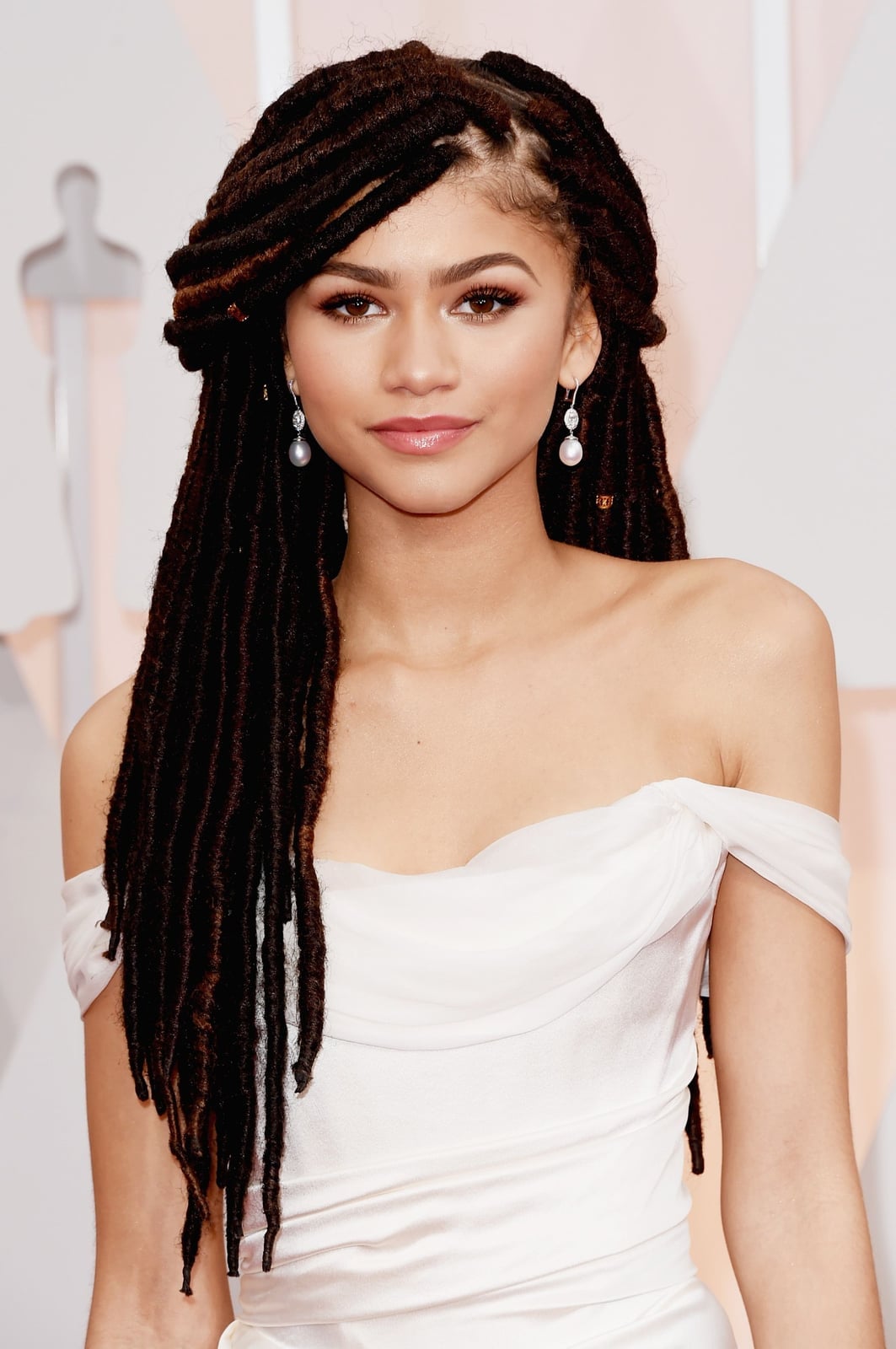 Mid-Back Elegant Braided Updo Dark Brown Locs — Classy Soft Locs Hairstyles