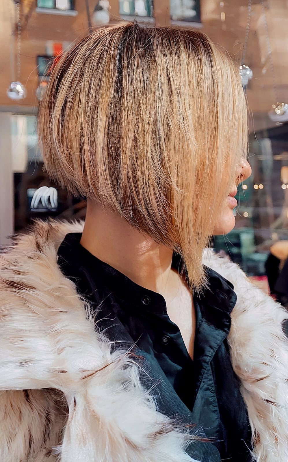 Ash Blonde Stacked Bob Ear Length Ash Blonde Stacked Bob Ear Length — Classy Stacked Bob