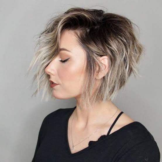 Asymmetrical Stacked Bob Side Bangs Asymmetrical Stacked Bob Side Bangs — Classy Stacked Bob