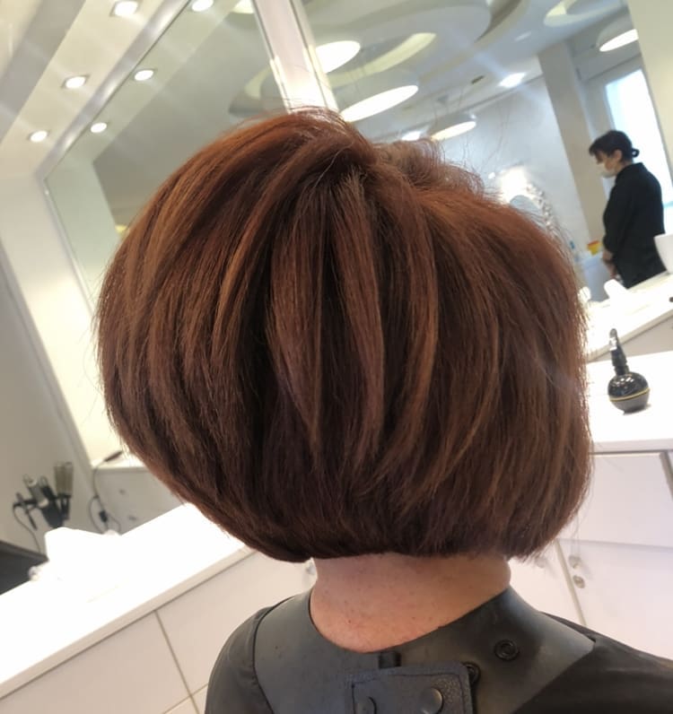 Reddish Brown Stacked Bob Tapered Reddish Brown Stacked Bob Tapered — Classy Stacked Bob