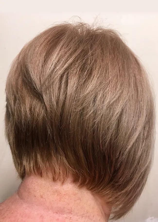 Dark Brown Stacked Bob Ear Length Layers, Blowout Dark Brown Stacked Bob Ear Length Layers, Blowout — Classy Stacked Bob