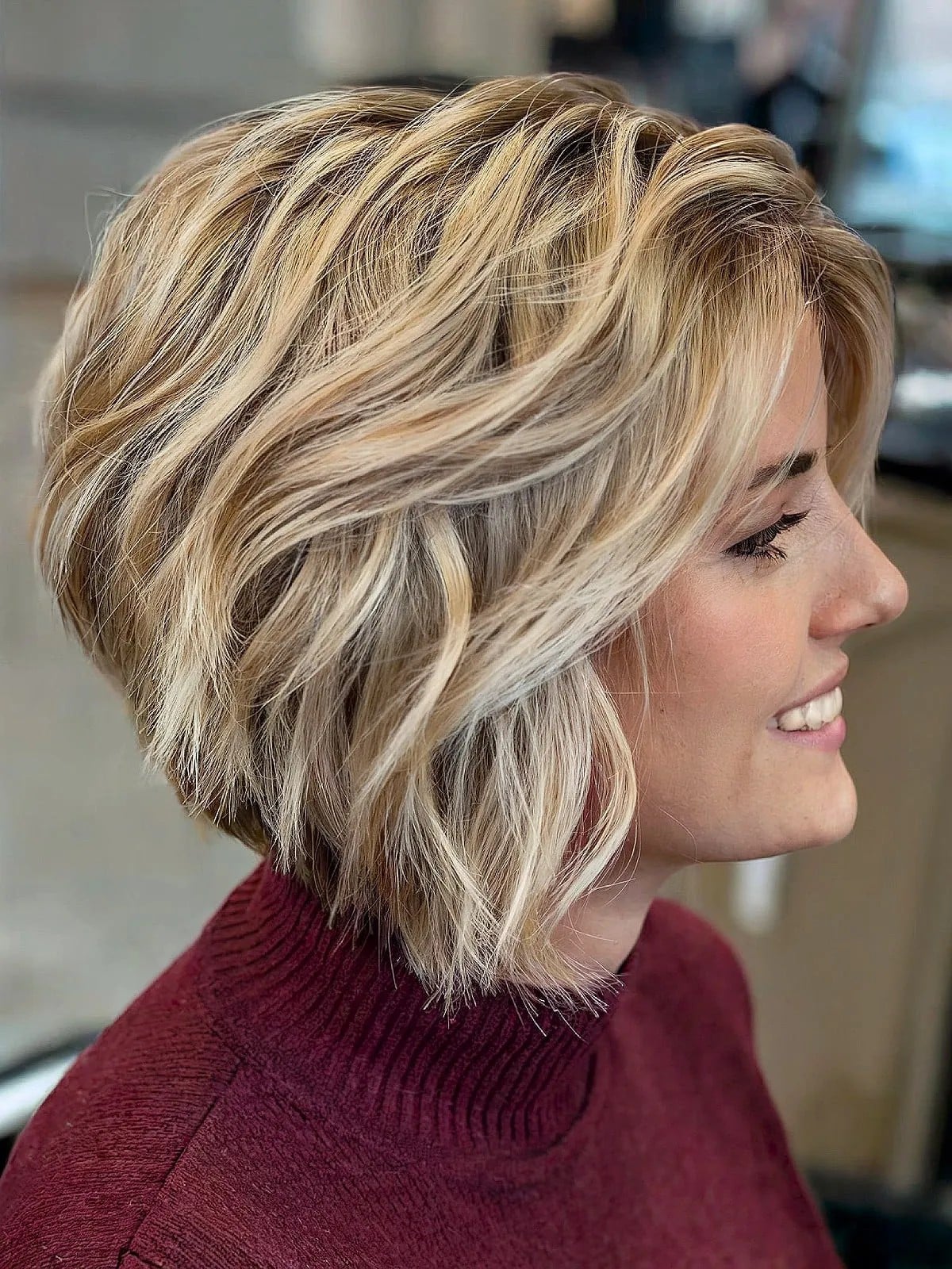 Blonde Stacked Bob With Side Swept Bangs Blonde Stacked Bob With Side Swept Bangs — Classy Stacked Bob