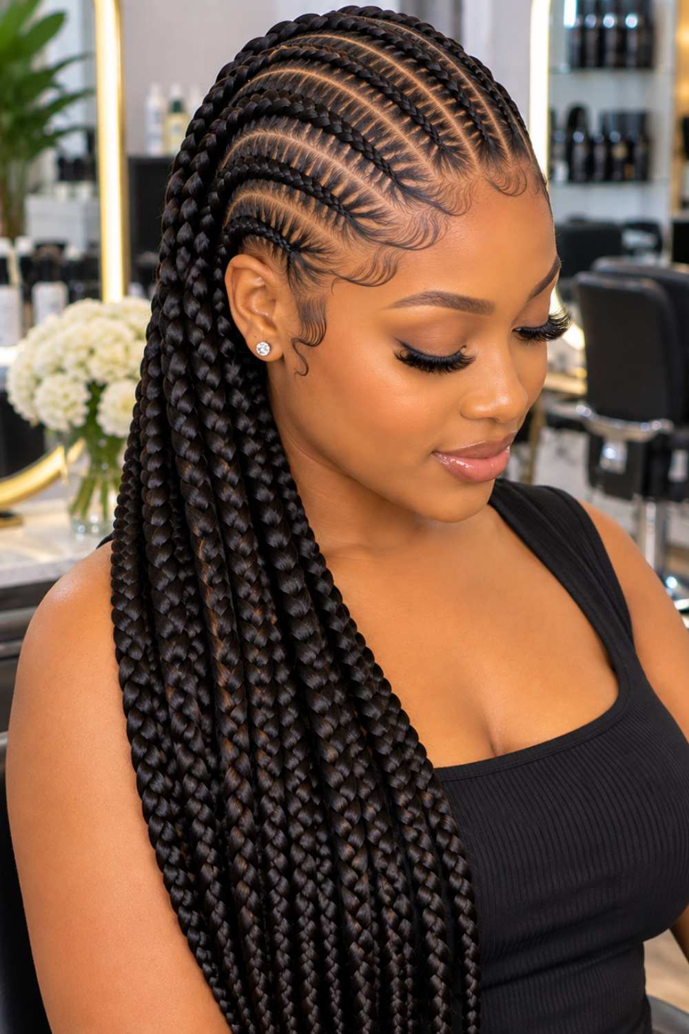 Meticulously Crafted Black Stitch Braids — Classy Stitch Braids Hairstyles