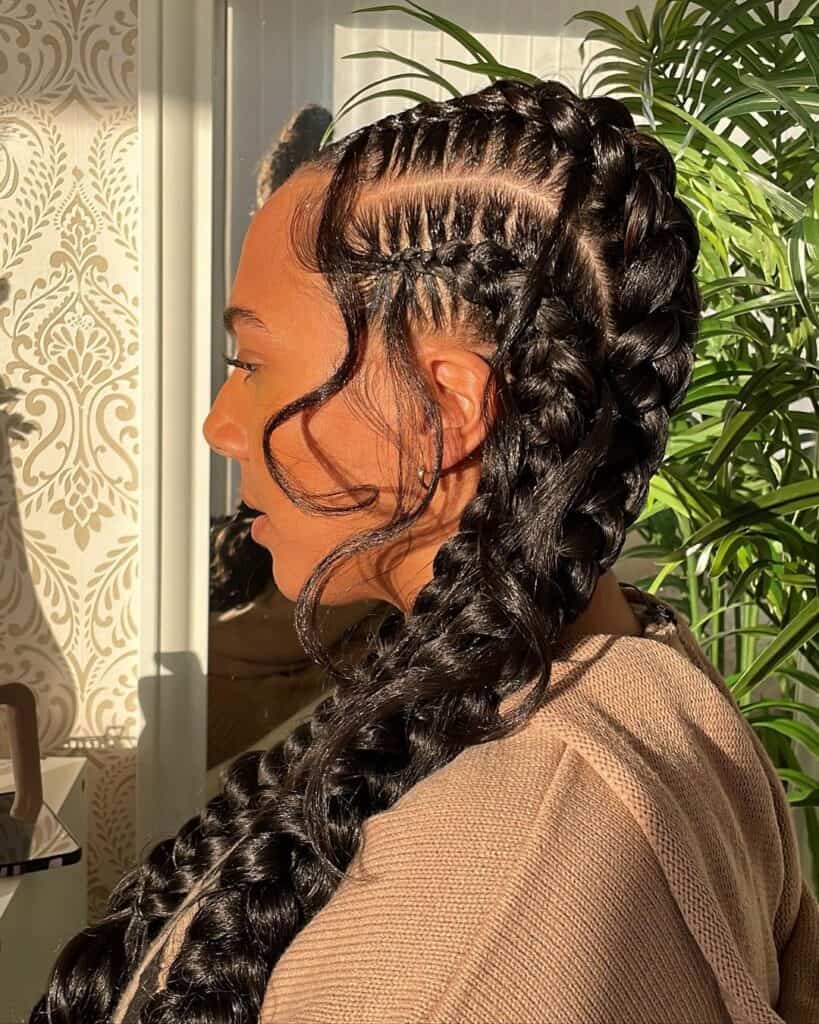 Decorative Stitch Braids With Loose Waves — Classy Stitch Braids Hairstyles