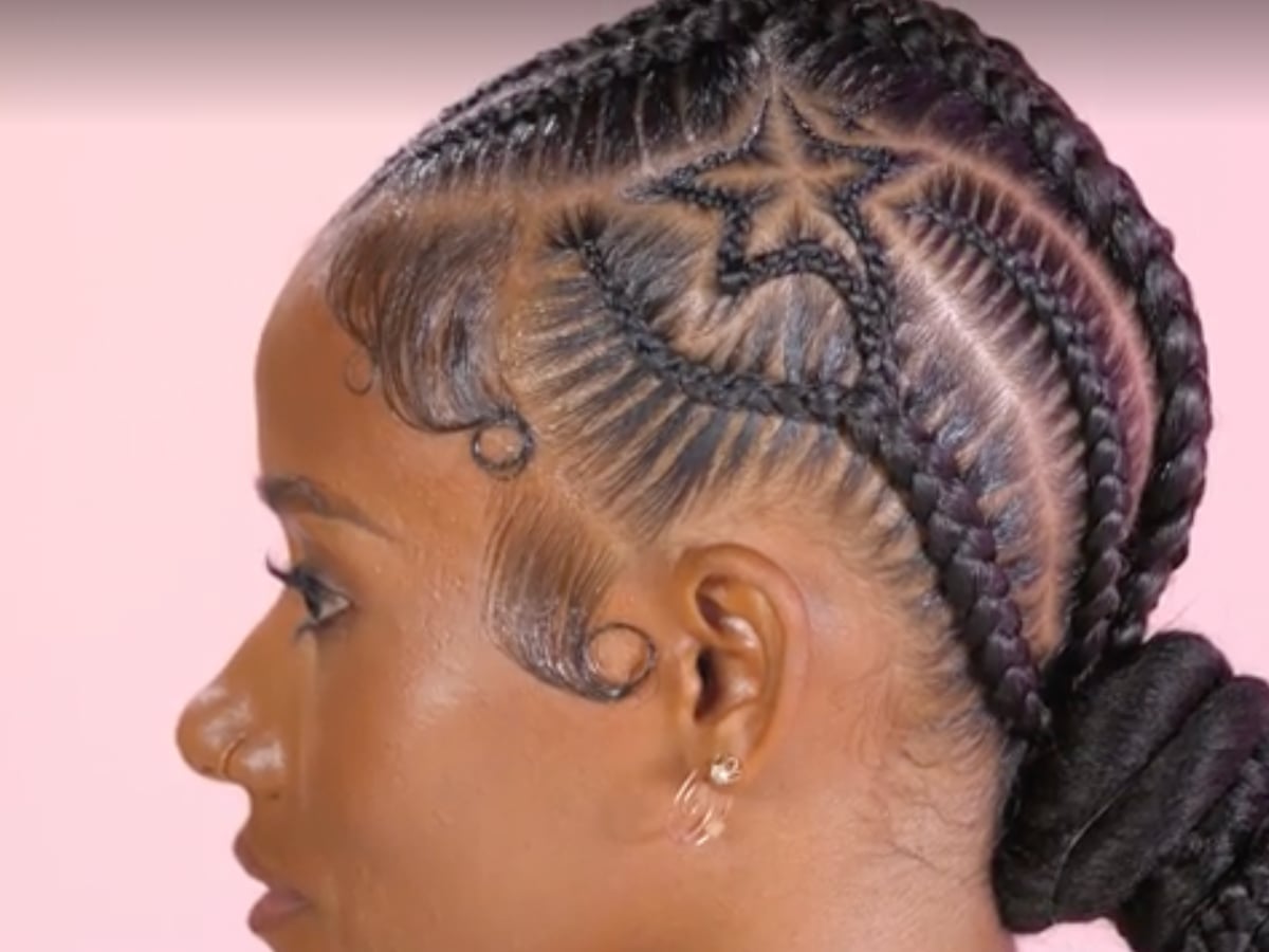 Star Pattern Stitch Braids Ponytail — Classy Stitch Braids Hairstyles