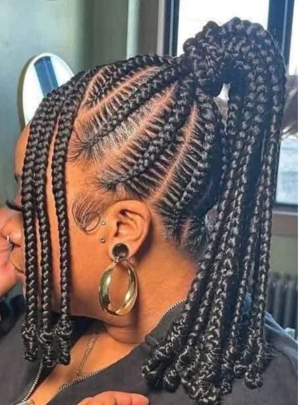 Stitch Braids Ponytail With Defined Pattern — Classy Stitch Braids Hairstyles