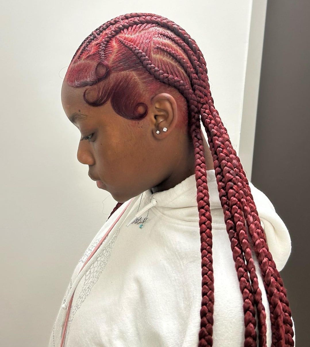 Deep Red Stitch Braids — Classy Stitch Braids Hairstyles