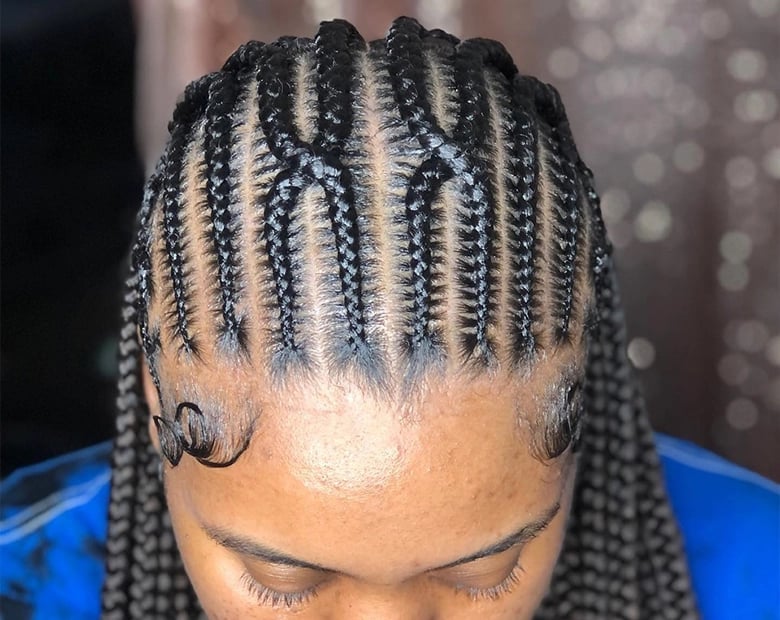Top-Down View of Clean Stitch Lines — Classy Stitch Braids Hairstyles