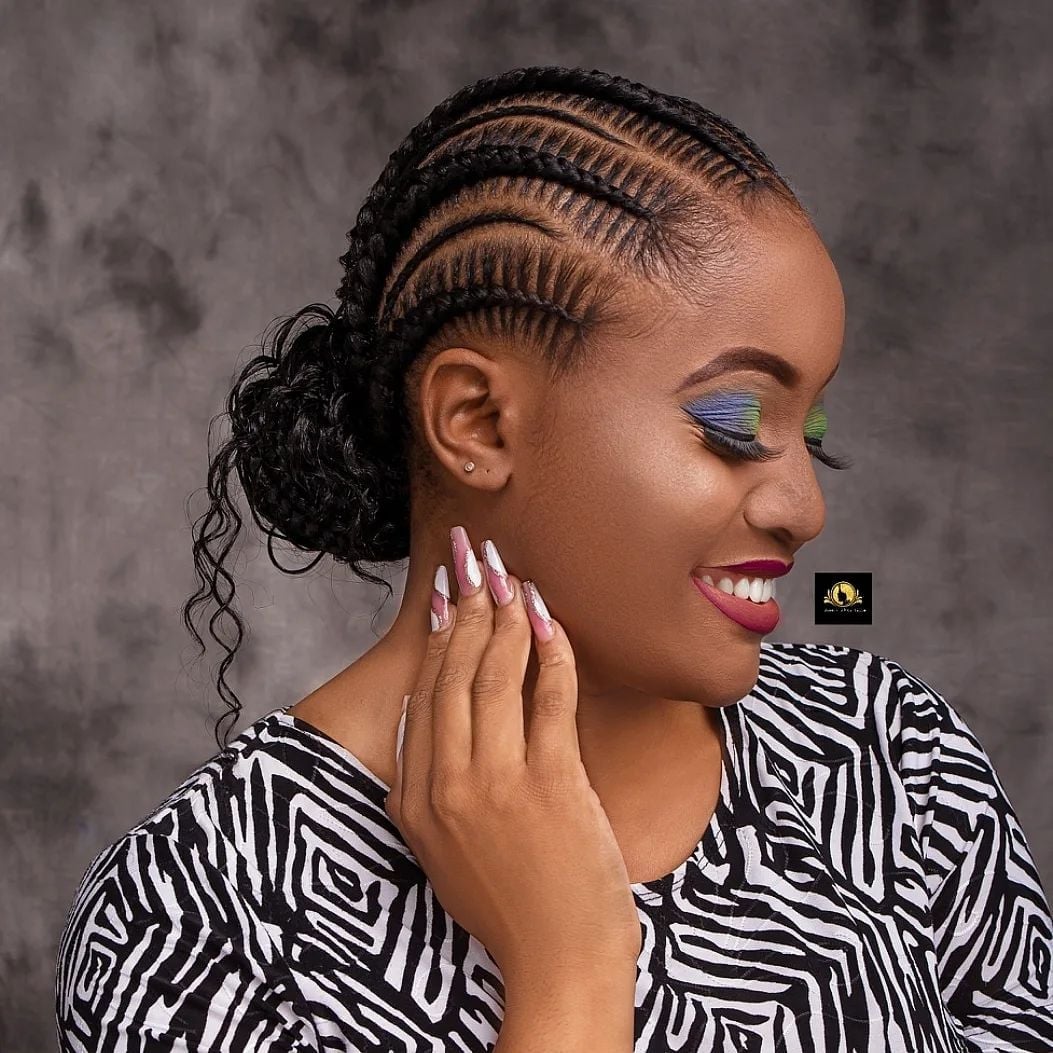 Stitch Braids Swept Into a Bun — Classy Stitch Braids Hairstyles