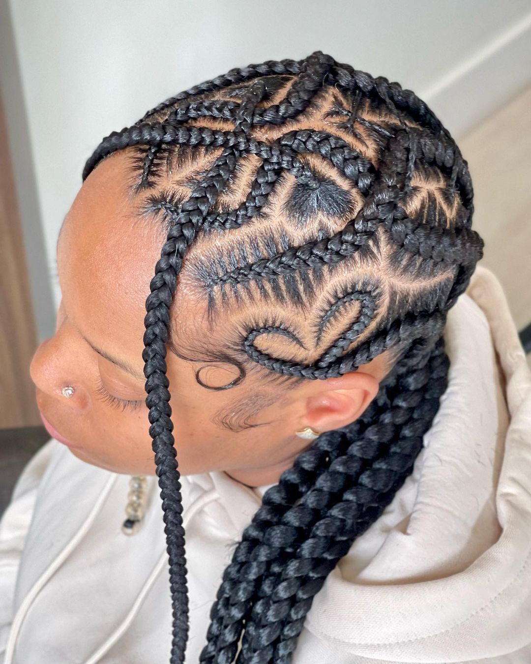 Heart-Shaped Stitch Braids Design — Classy Stitch Braids Hairstyles